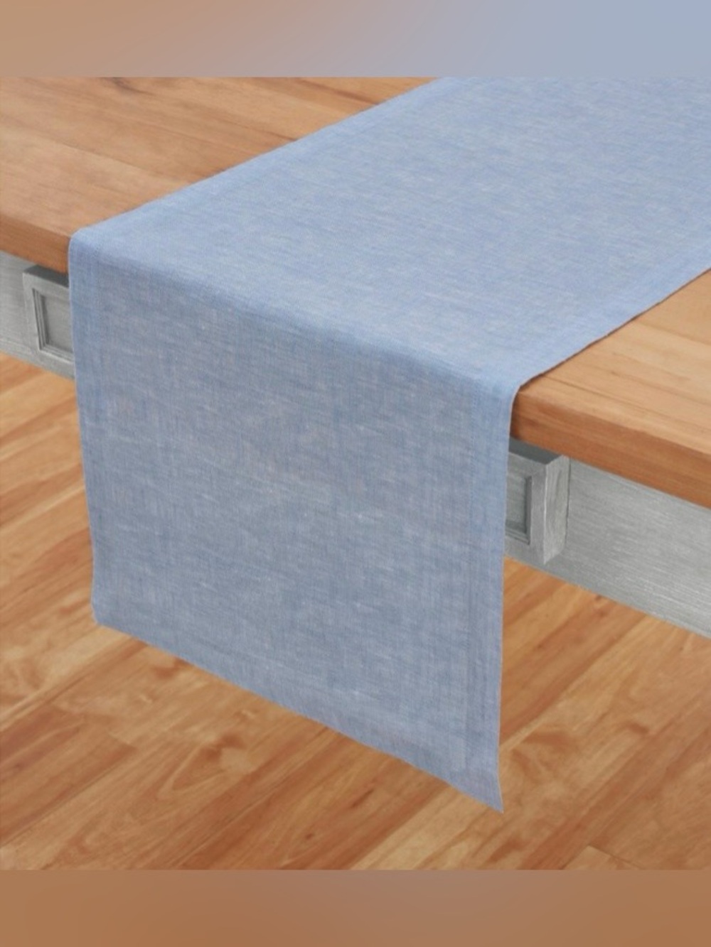 Classic Table Runner 100% Pure European Linen 14x144” - CHAMBRAY BLUE